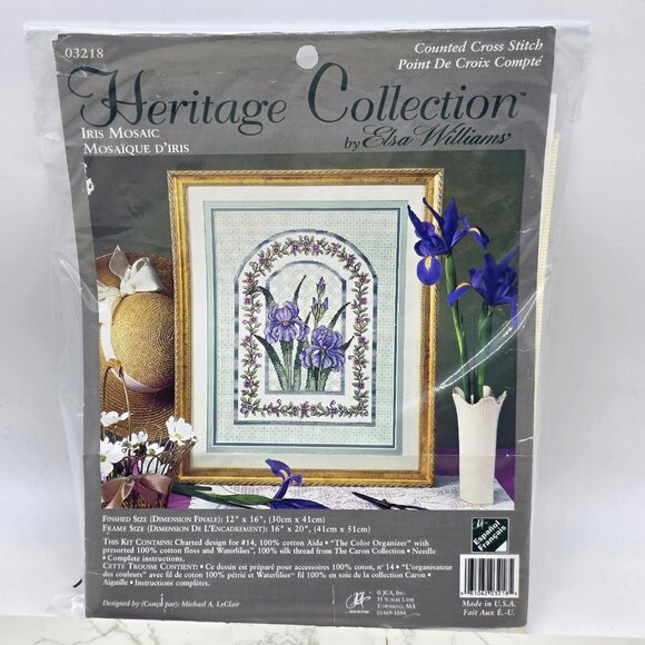 JCA Other - JCA Heritage Collection Elsa Williams IRIS MOSAIC Counted Cross Stitch Kit 03218